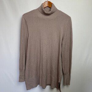 Soft Surroundings Womens Turtleneck Tunic Sweater Size L Taupe Casual Soft